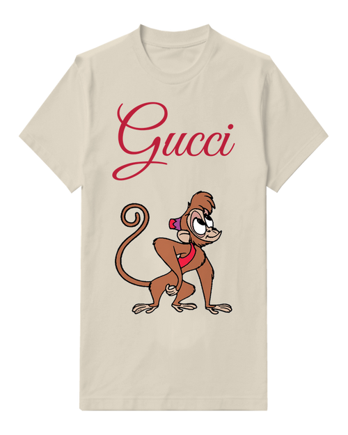 Ivory Monkey In Crouching Stance With Tail Graphic T-Shirt - front product view