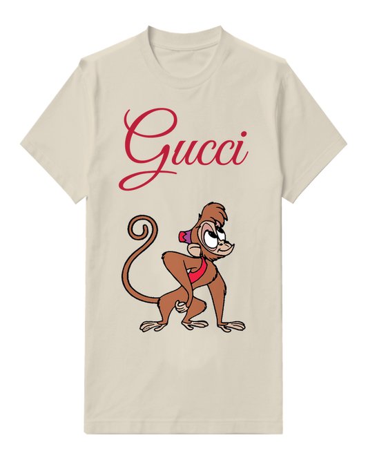Ivory Monkey In Crouching Stance With Tail Graphic T-Shirt - front product view