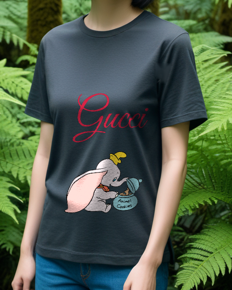 Charcoal Big Eared Elephant Cookie Jar Graphic T-Shirt - styled view 4