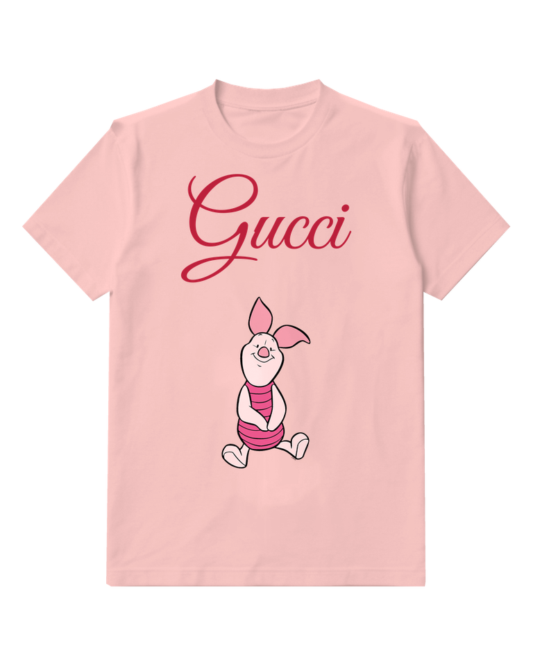 Blush Pink Piglet Sitting Cross Legged Graphic T-Shirt - front product view
