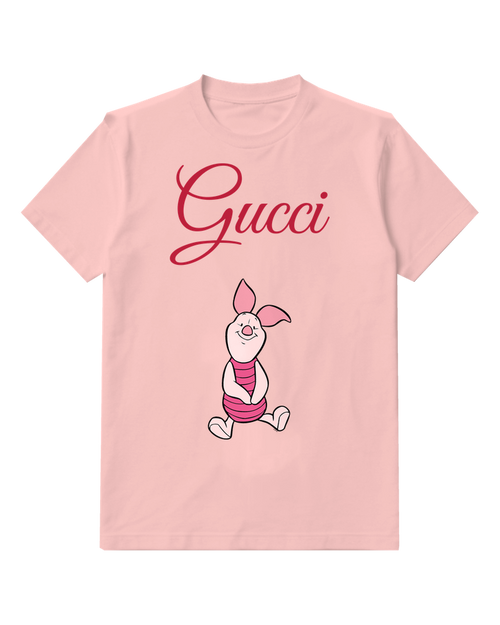 Blush Pink Piglet Sitting Cross Legged Graphic T-Shirt - front product view