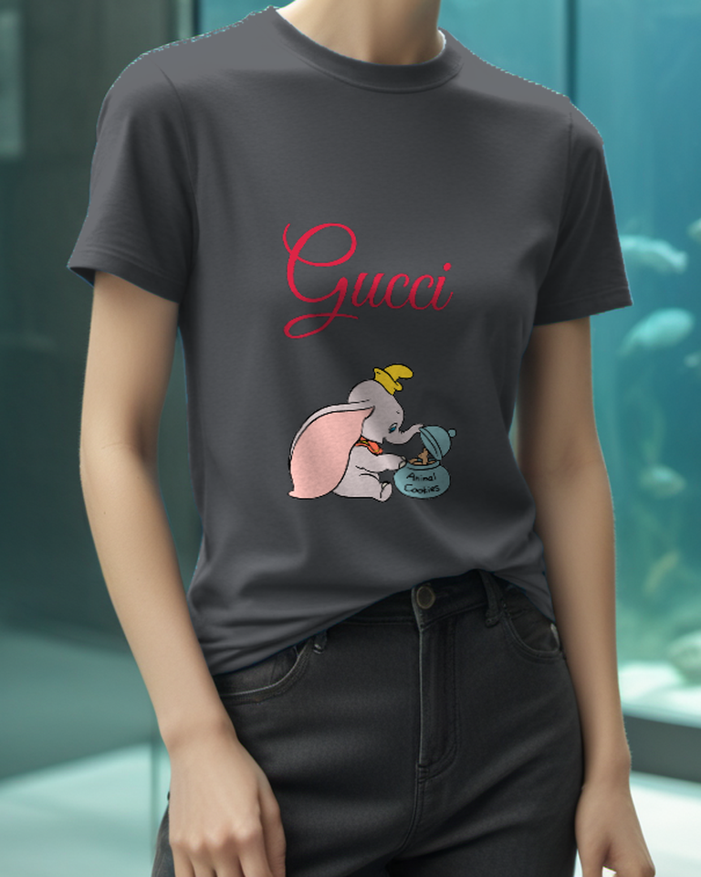 Charcoal Big Eared Elephant Cookie Jar Graphic T-Shirt - styled view 1