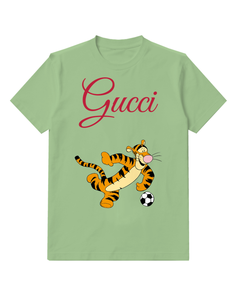 Sage Green Tigger Soccer Kicking Ball Graphic T-Shirt - front product view