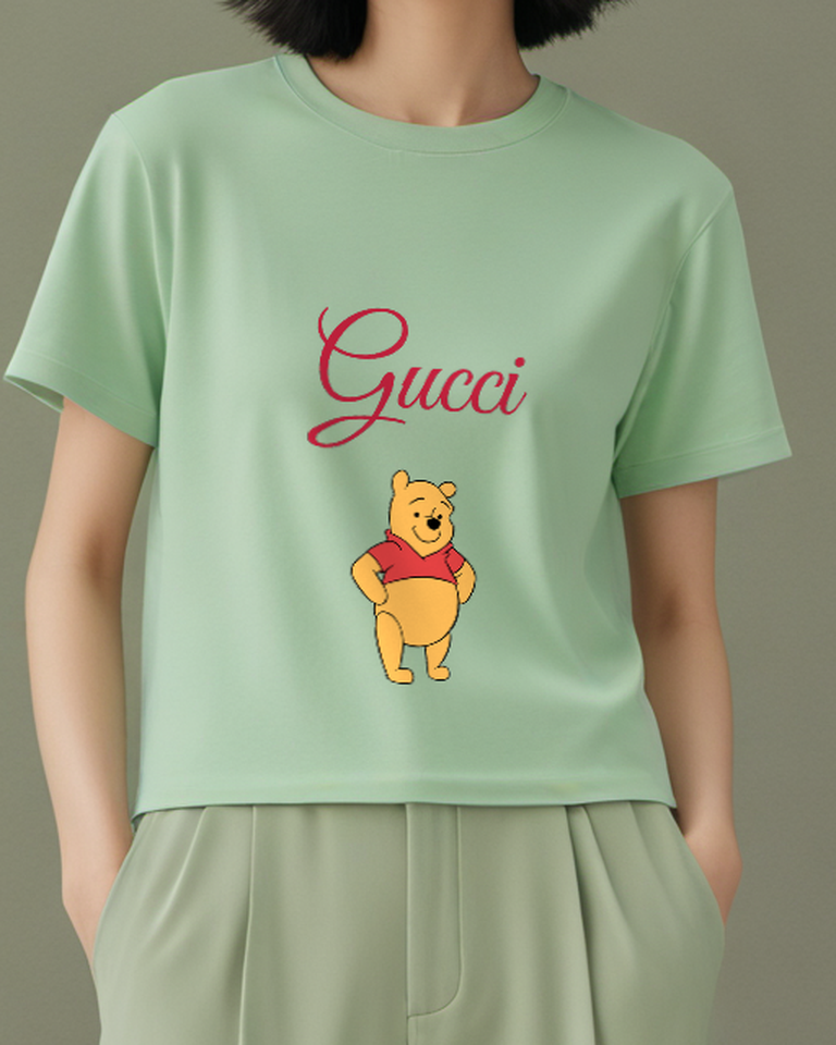Sage Green Hands On Hips Bear Graphic T-Shirt - model wearing view