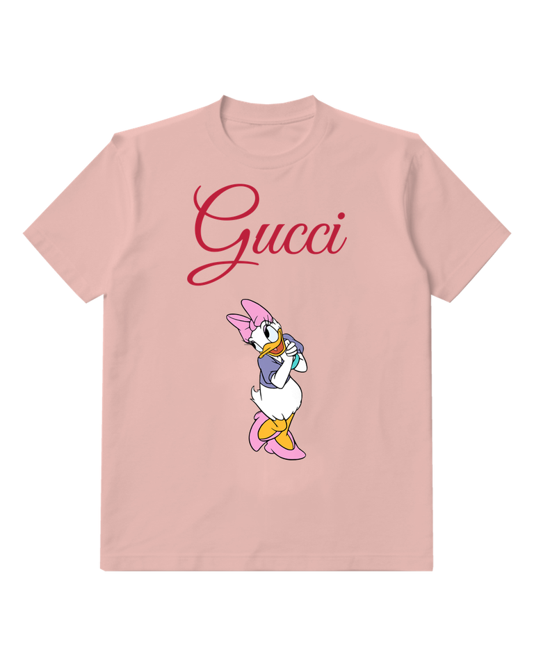 Blush Pink Daisy Duck In Thoughtful Stance Graphic T-Shirt - front product view