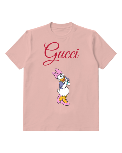 Blush Pink Daisy Duck In Thoughtful Stance Graphic T-Shirt - front product view