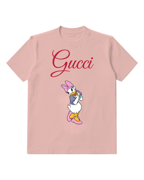 Blush Pink Daisy Duck In Thoughtful Stance Graphic T-Shirt - front product view