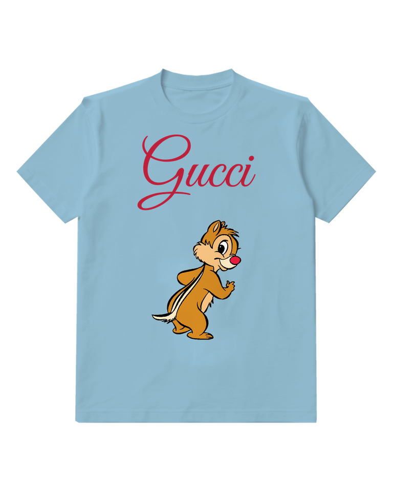 Sky Blue Chipmunk Standing Upright On Hind Legs Graphic T-Shirt - front product view