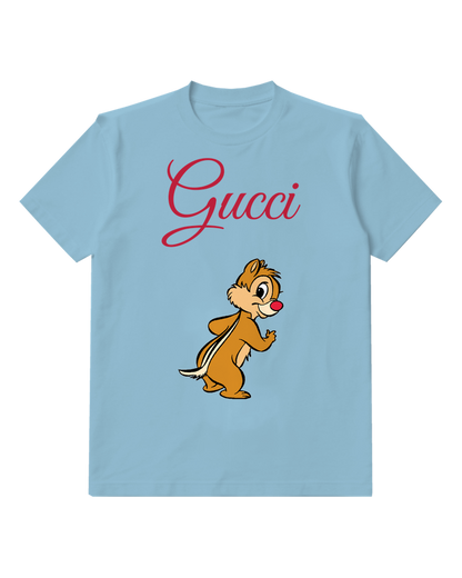 Sky Blue Chipmunk Standing Upright On Hind Legs Graphic T-Shirt - front product view