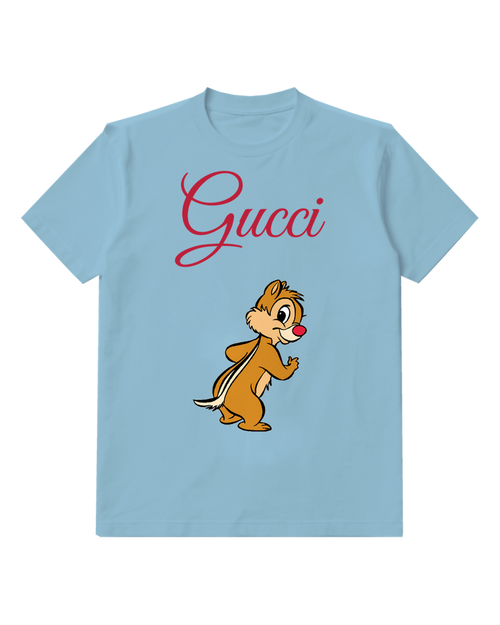 Sky Blue Chipmunk Standing Upright On Hind Legs Graphic T-Shirt - front product view