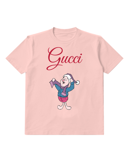 Blush Pink Piglet Dancing In Winter Gear Graphic T-Shirt - front product view