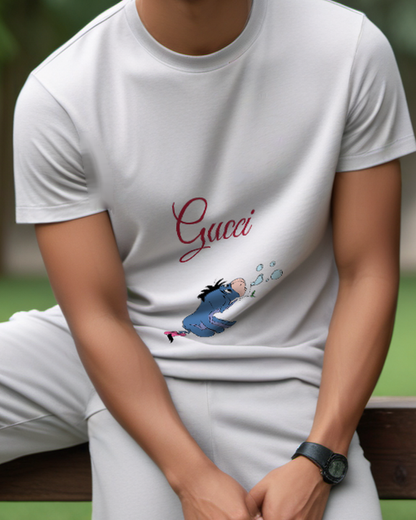 Light Gray Eeyore Sitting Down Graphic T-Shirt - model wearing view