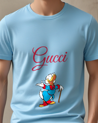 Dusty Blue Scrooge Mcduck Joyful Cane Wielding Graphic T-Shirt - model wearing view