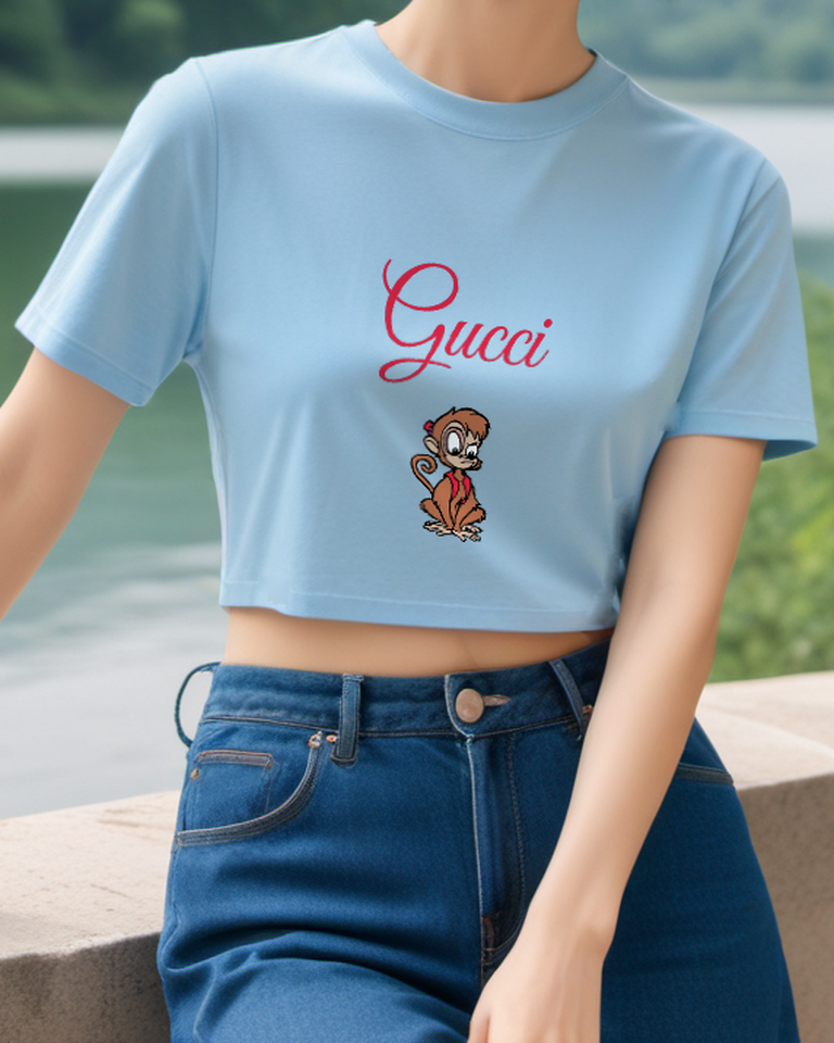 Sky Blue Curious Monkey Graphic T-Shirt - styled view 2