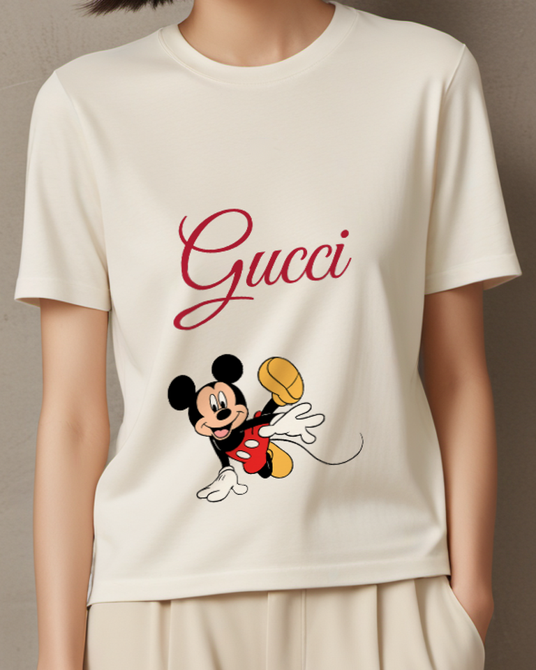 Ivory Open Arms Mouse Graphic T-Shirt - model wearing view