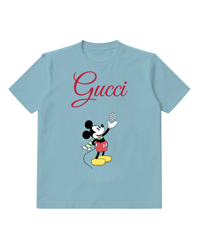 Dusty Blue Mouse Small Blue Bubbles Graphic T-Shirt - front product view