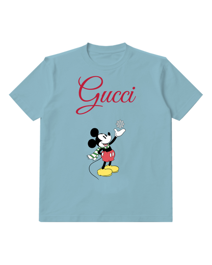 Dusty Blue Mouse Small Blue Bubbles Graphic T-Shirt - front product view