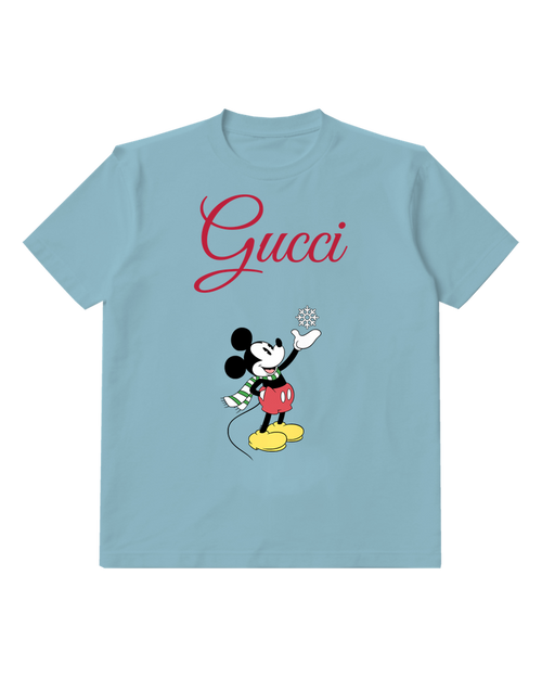 Dusty Blue Mouse Small Blue Bubbles Graphic T-Shirt - front product view