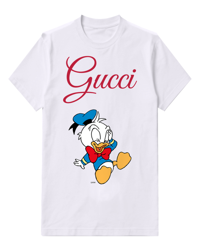 White Donald Duck Jumping Joyfully Graphic T-Shirt - front product view