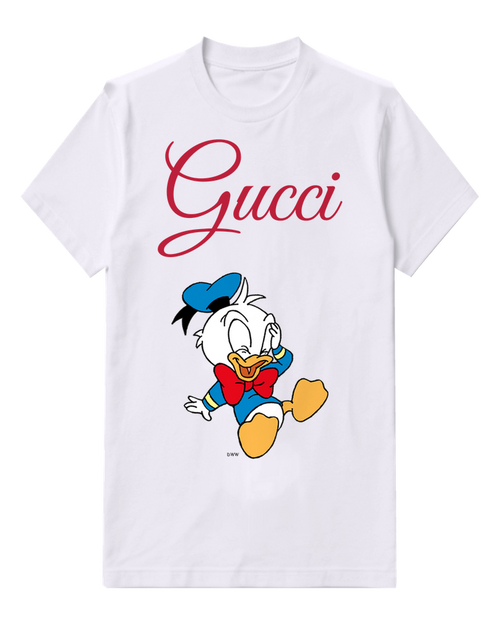 White Donald Duck Jumping Joyfully Graphic T-Shirt - front product view