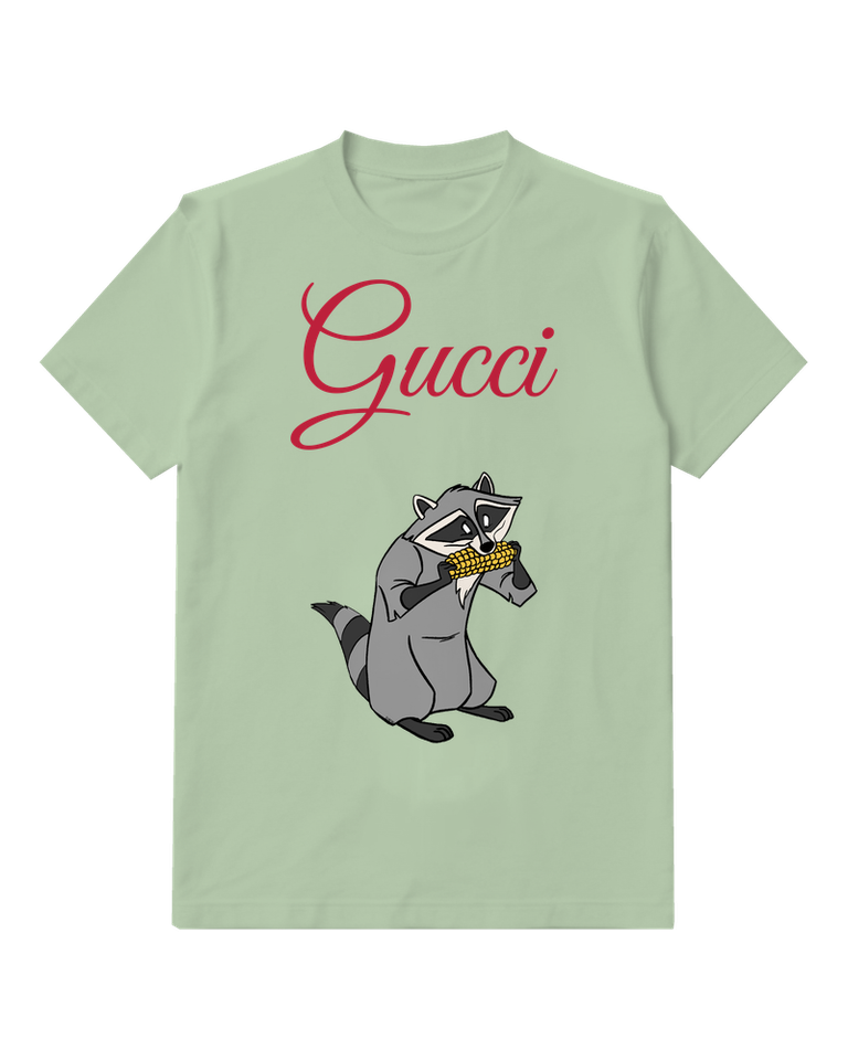 Sage Green Masked Raccoon Graphic T-Shirt - front product view