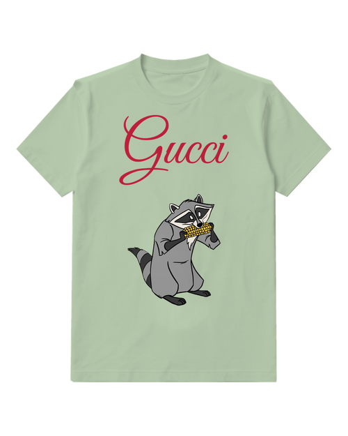 Sage Green Masked Raccoon Graphic T-Shirt - front product view