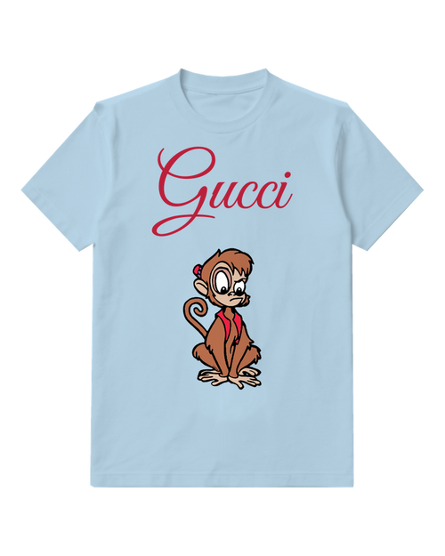 Sky Blue Curious Monkey Graphic T-Shirt - front product view