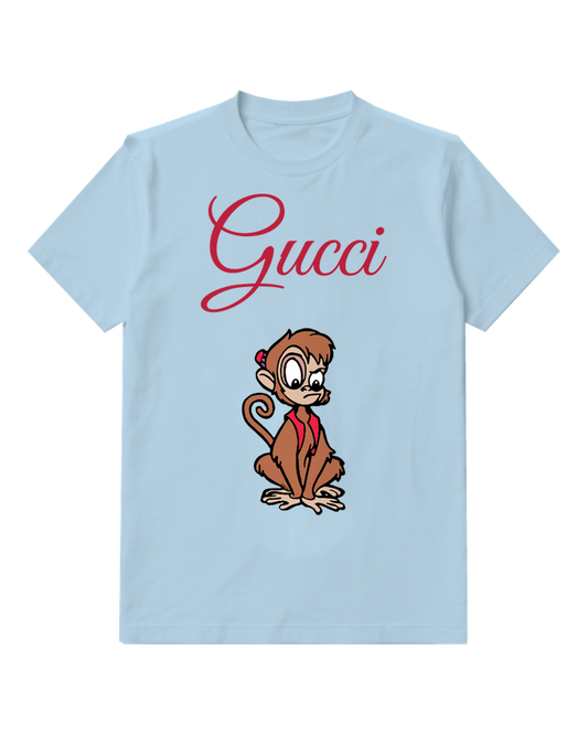 Sky Blue Curious Monkey Graphic T-Shirt - front product view