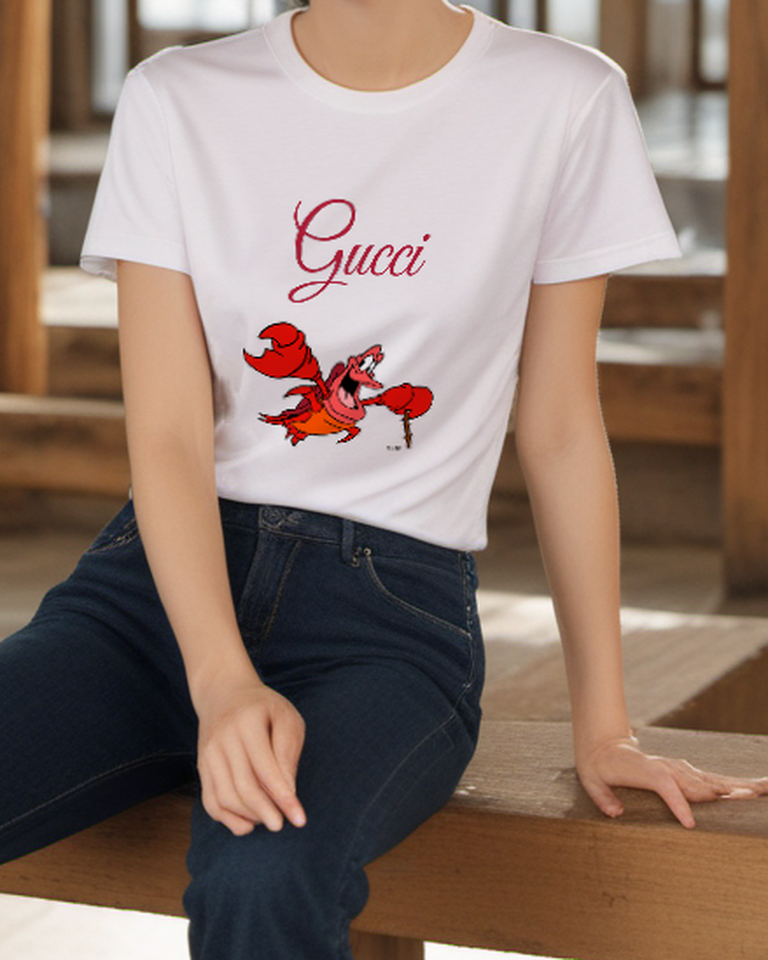 White Raised Claw Red Crab Graphic T-Shirt - styled view 1