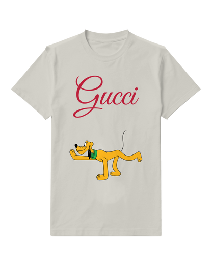 Light Gray Stretched Yellow Dog Graphic T-Shirt - front product view