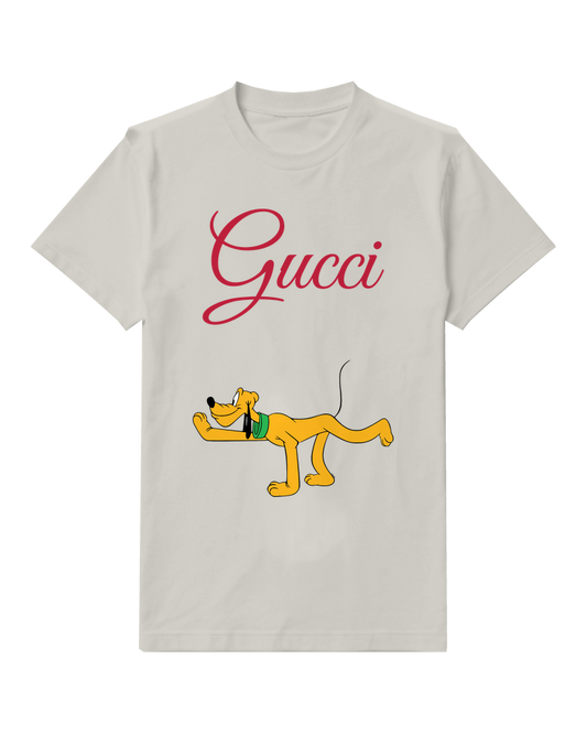 Light Gray Stretched Yellow Dog Graphic T-Shirt - front product view