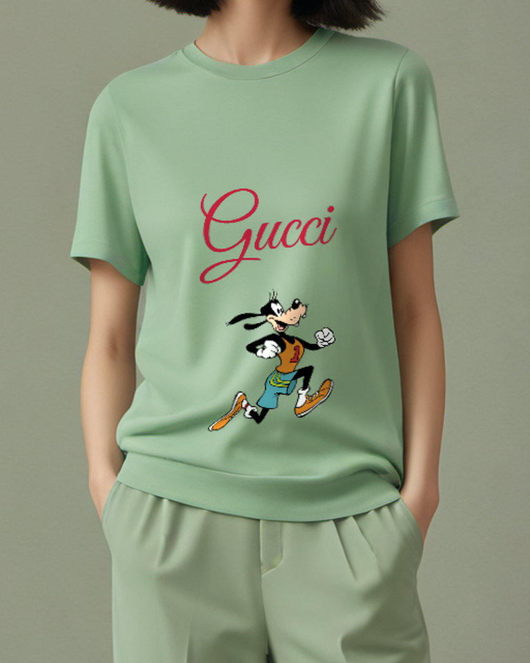 Sage Green Goofy Running In Number One Athletic Outfit Graphic T-Shirt - model wearing view