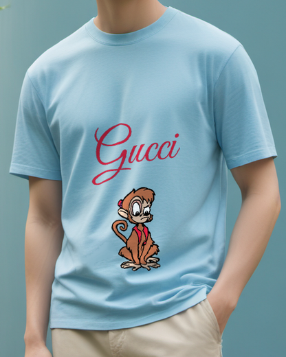 Sky Blue Curious Monkey Graphic T-Shirt - styled view 4