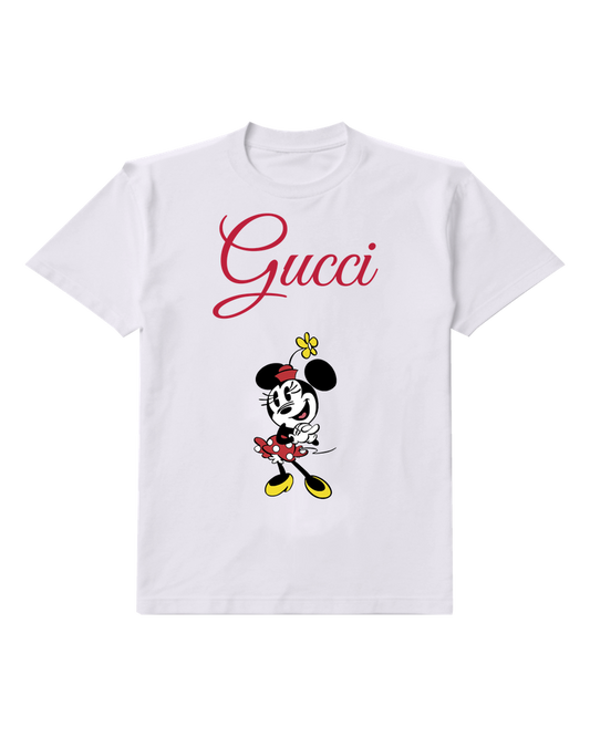 White Minnie Mouse Dancing Joyfully Graphic T-Shirt - front product view