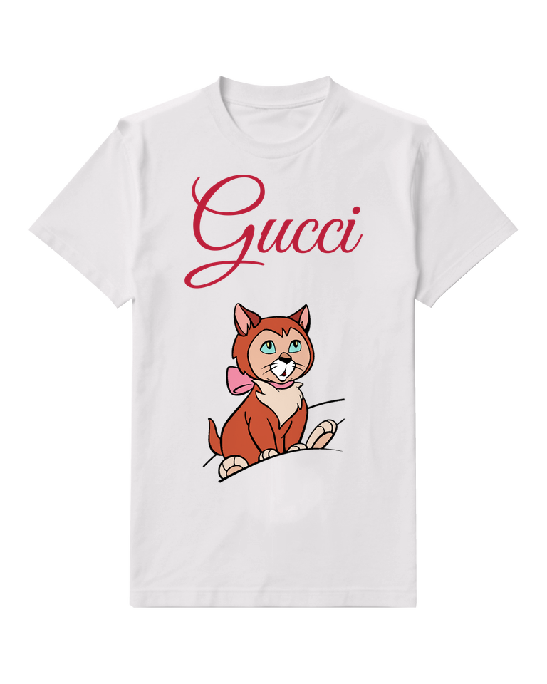 White Orange Kitten Pink Bow Graphic T-Shirt - front product view