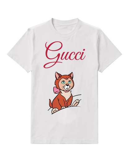 White Orange Kitten Pink Bow Graphic T-Shirt - front product view