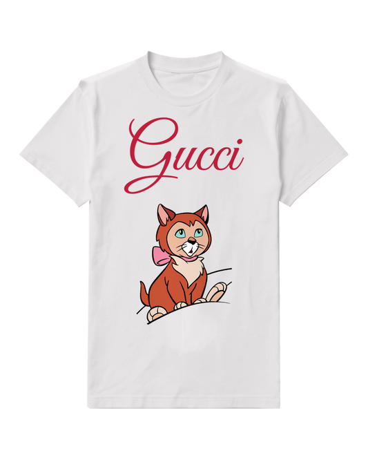White Orange Kitten Pink Bow Graphic T-Shirt - front product view