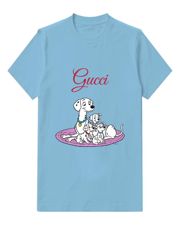 Sky Blue Spotted Dog Pink Blanket Graphic T-Shirt - front product view