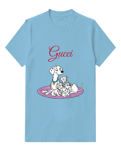 Sky Blue Spotted Dog Pink Blanket Graphic T-Shirt - front product view