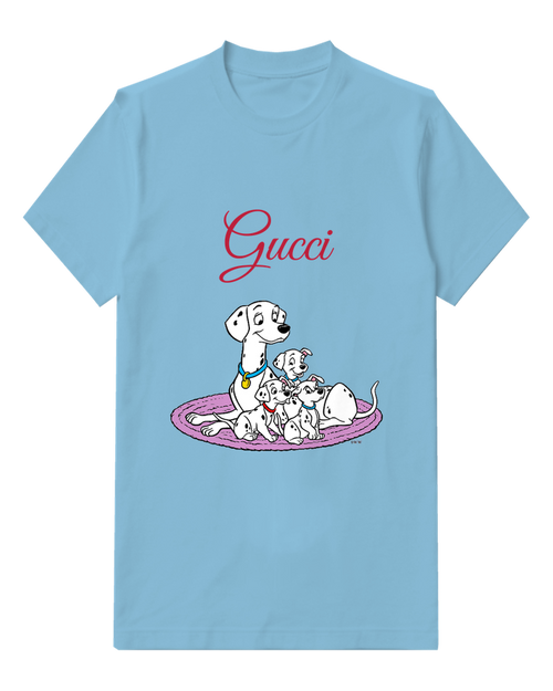 Sky Blue Spotted Dog Pink Blanket Graphic T-Shirt - front product view