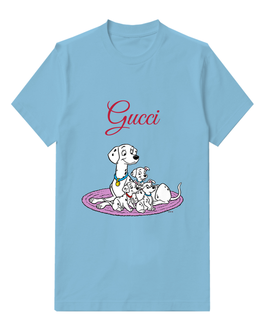 Sky Blue Spotted Dog Pink Blanket Graphic T-Shirt - front product view