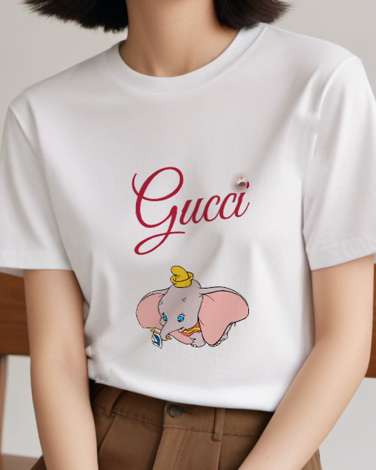 Light Gray Baby Elephant With Hat And Flag Graphic T-Shirt - model wearing view