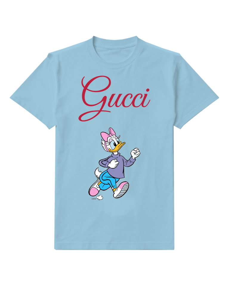Sky Blue Daisy Duck Running Forward Graphic T-Shirt - front product view