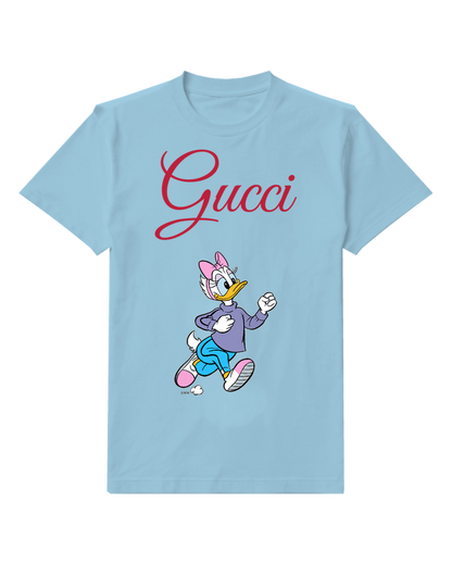Sky Blue Daisy Duck Running Forward Graphic T-Shirt - front product view