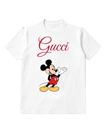 White Waving Mouse Red Shorts Graphic T-Shirt - front product view
