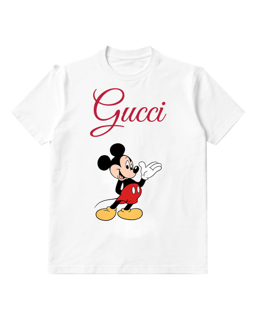 White Waving Mouse Red Shorts Graphic T-Shirt - front product view