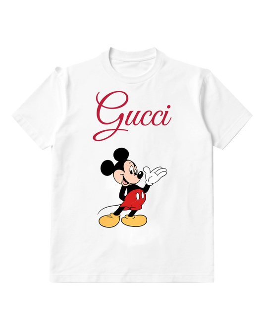 White Waving Mouse Red Shorts Graphic T-Shirt - front product view