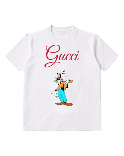 White Goofy Singing With Arms Outstretched Graphic T-Shirt - front product view