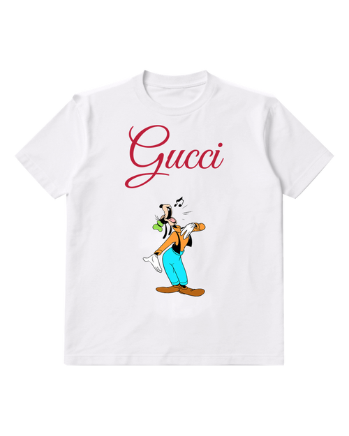 White Goofy Singing With Arms Outstretched Graphic T-Shirt - front product view