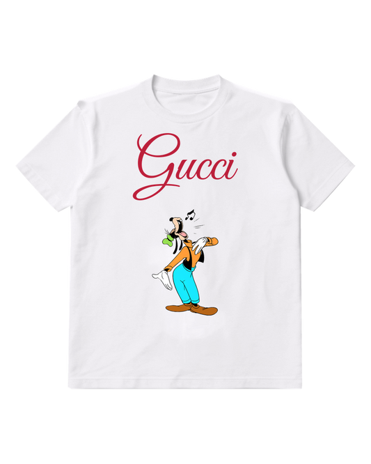 White Goofy Singing With Arms Outstretched Graphic T-Shirt - front product view